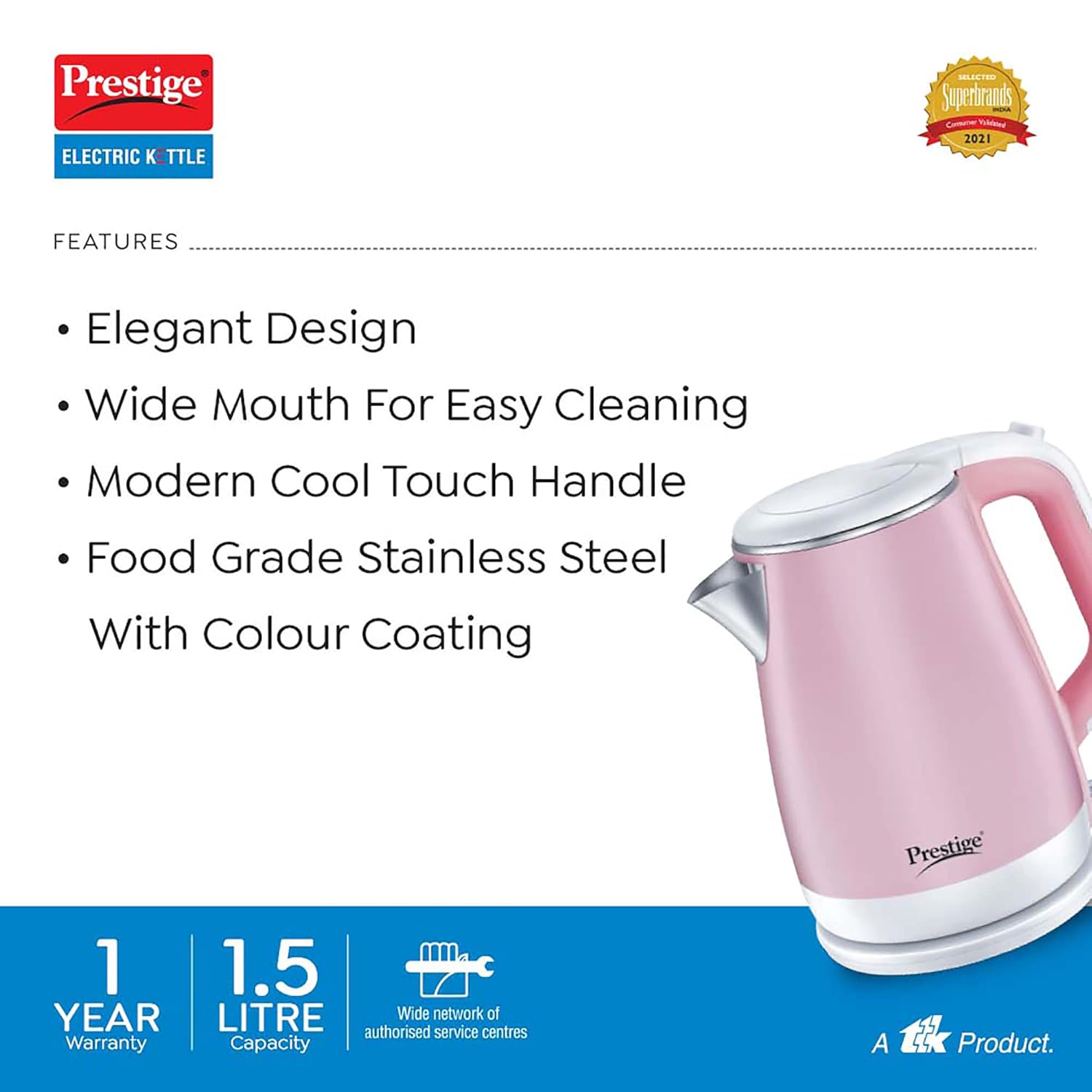 Prestige Stainless Steel Pkpc Electric Pink Kettle